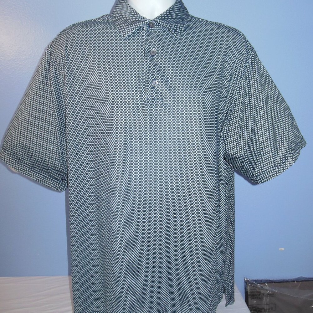 Men Footjoy Teal Green & Black Geometric Palmer Legends CC S/S Polo Shirt L